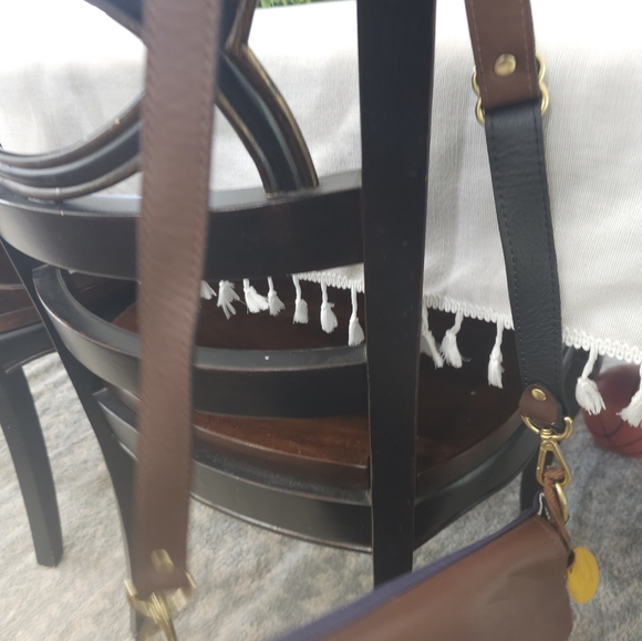 R.Riveter Hobby Signature Navy Canvas + Brown Leather Bottom with Brass Feet Han - Picture 7 of 12